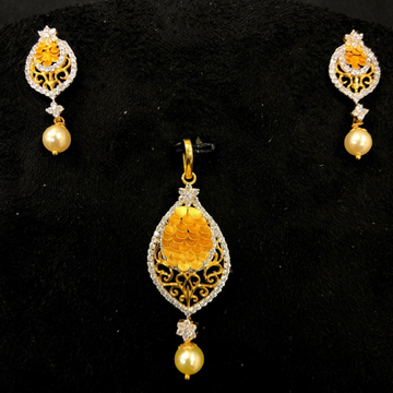 Floral design cz diamond pendant set by 