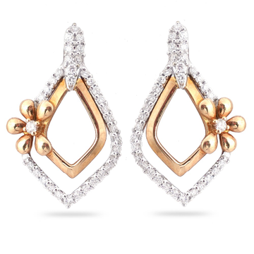 Gold New Stylish Flower Design Diamond Earring  by 