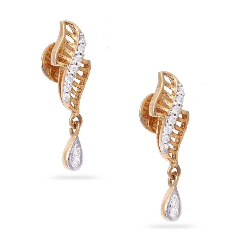 22KT Hallmark Gold Morden Design Diamond Earring 