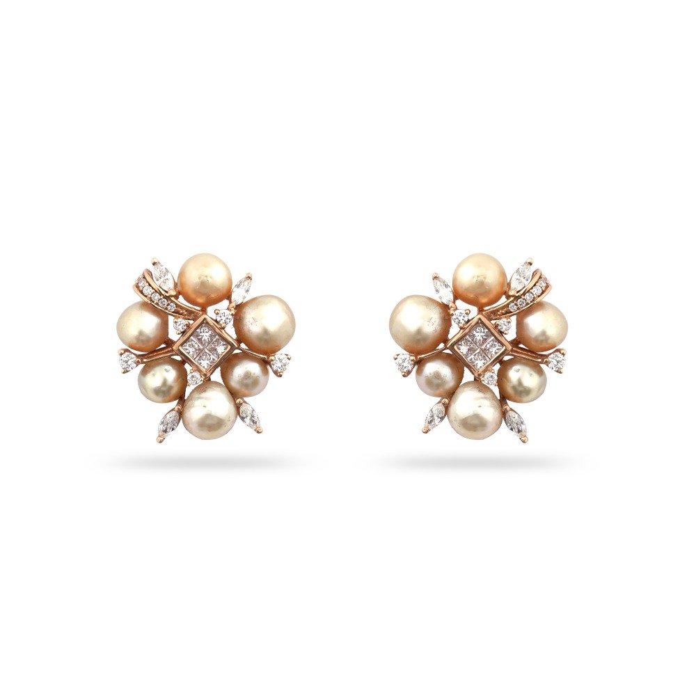 916 Gold Classic Design Diamond Earring 