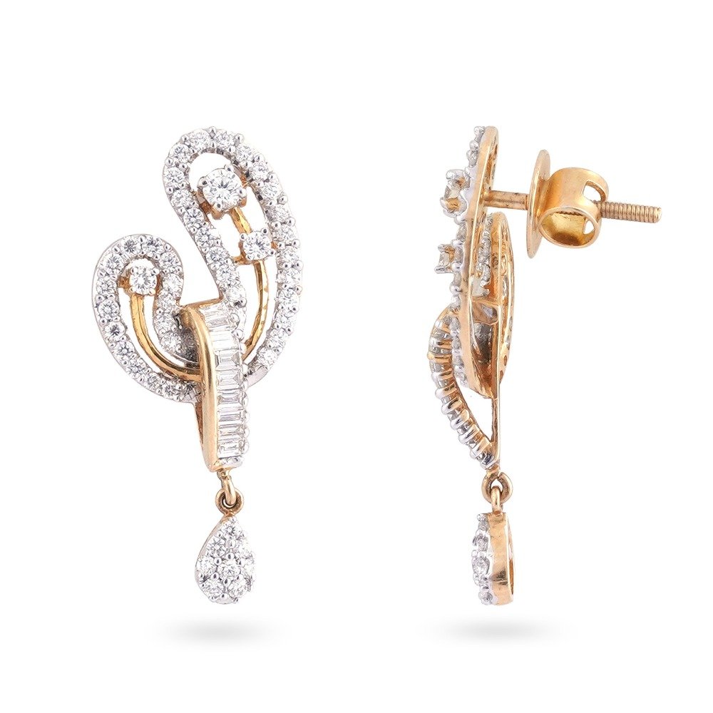 New Style Design 916 Gold Diamond Earring 