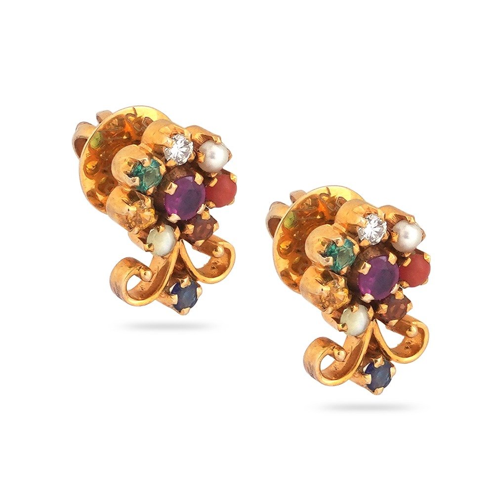 916 Gold Color Full Stone Diamond  Earring 