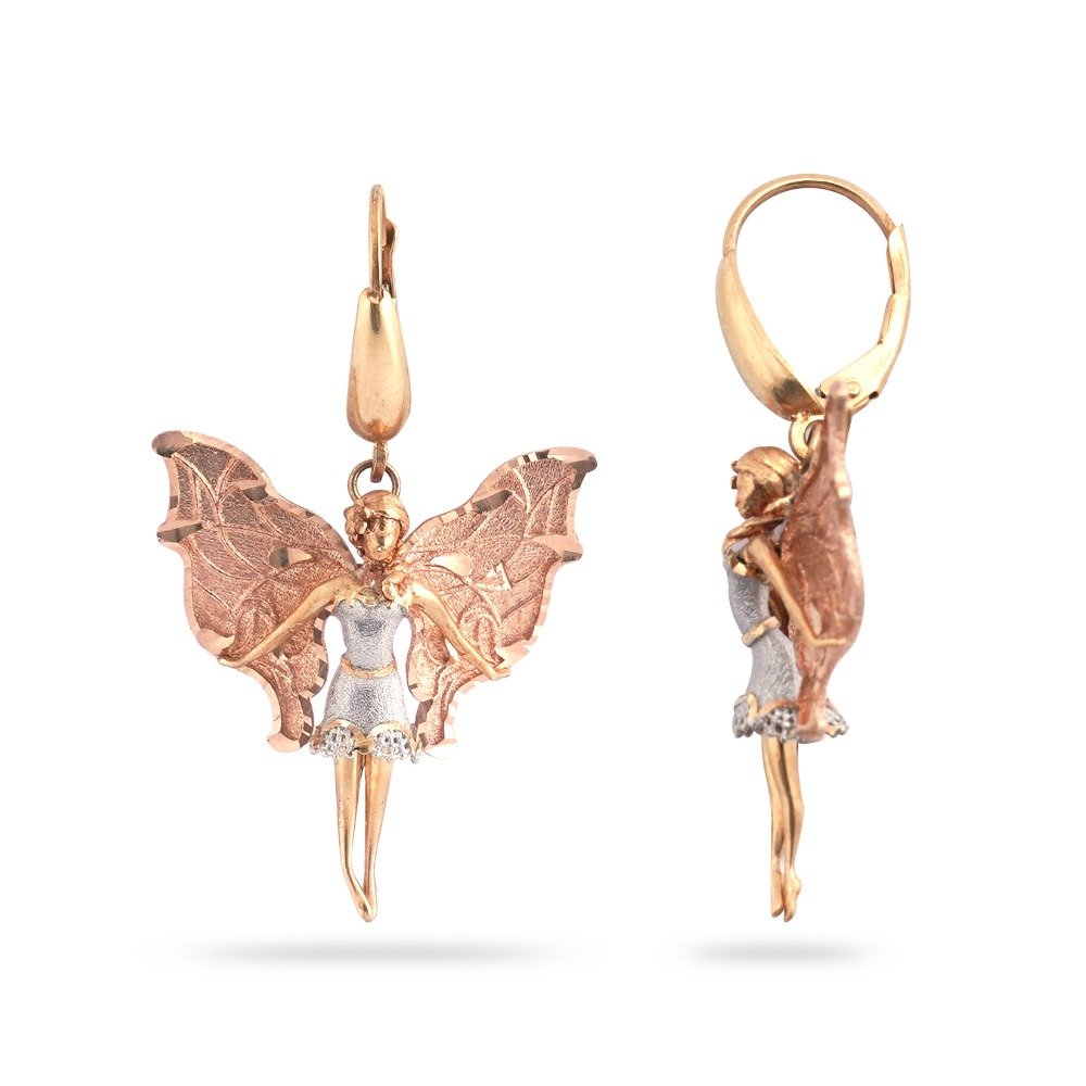 22KT Gold Butterfly Design Diamond Earring 