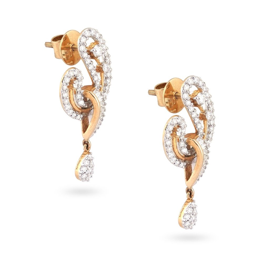 New Style Design 916 Gold Diamond Earring 