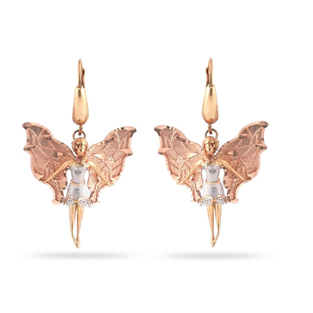 22KT Gold Butterfly Design Diamond Earring 