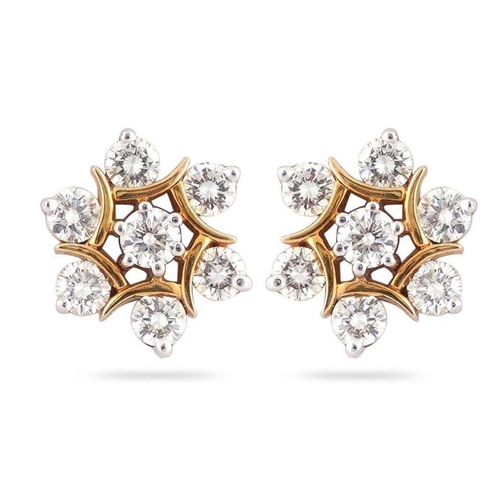 22KT Gold Diamond Small Design Earring 