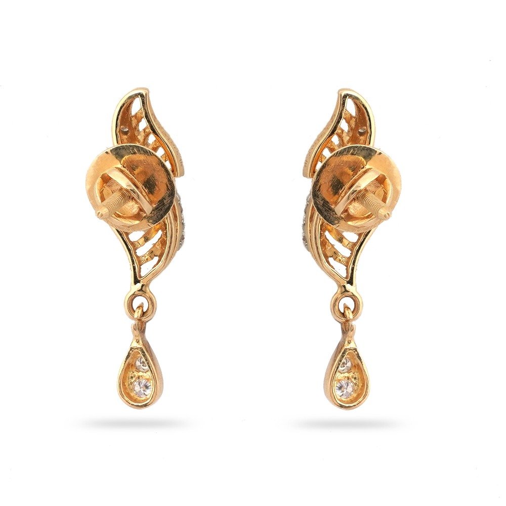 22KT Hallmark Gold Morden Design Diamond Earring 