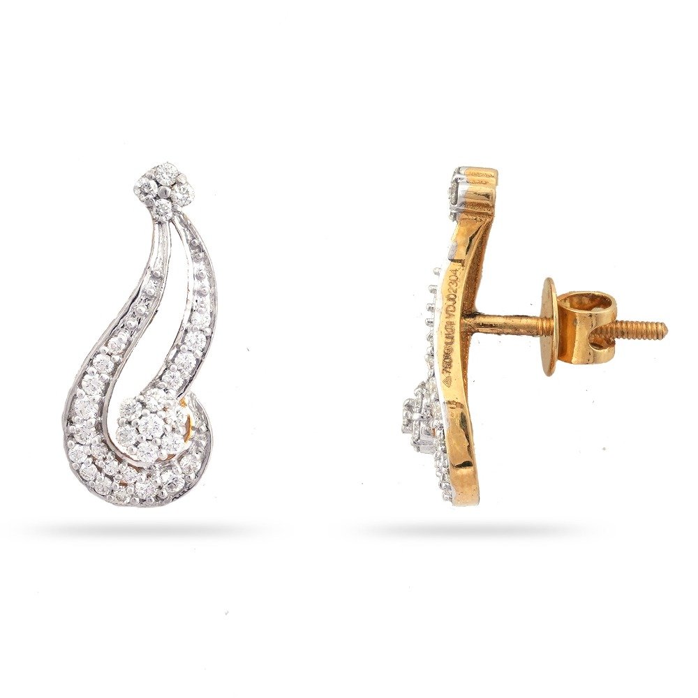 22KT Stylish Gold Diamond Earring 