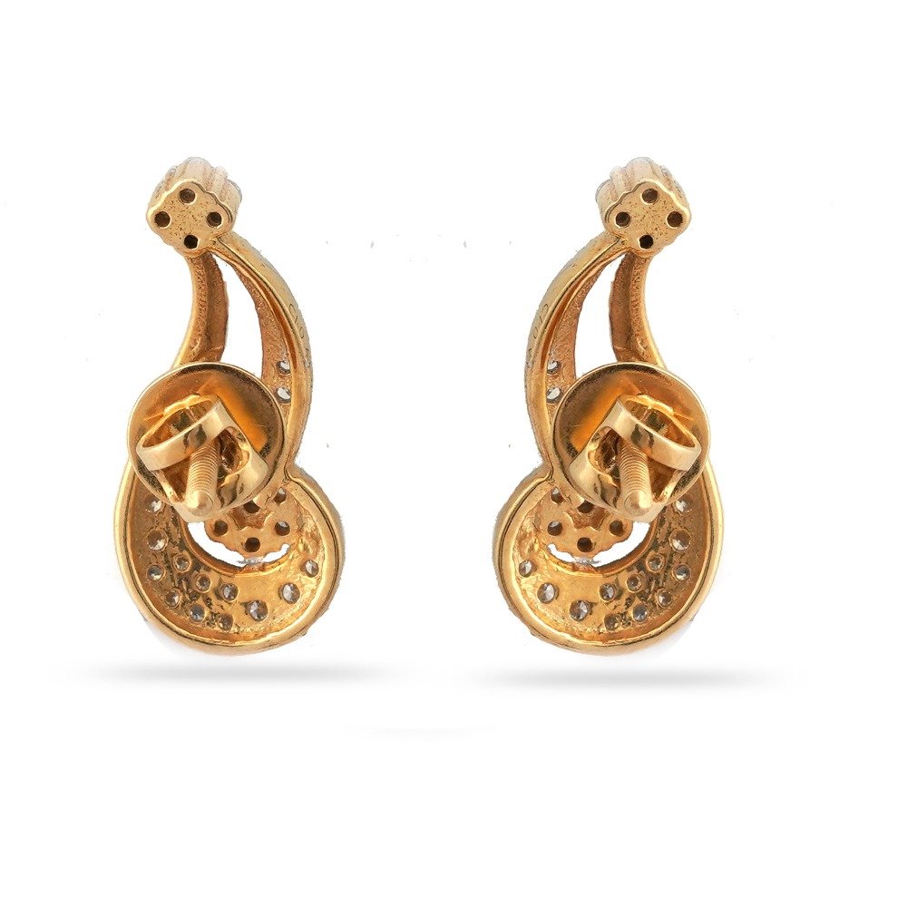 22KT Stylish Gold Diamond Earring 