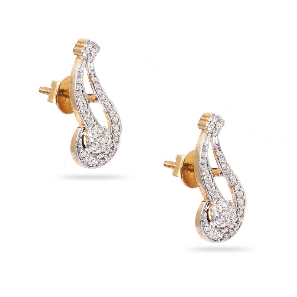 22KT Stylish Gold Diamond Earring 