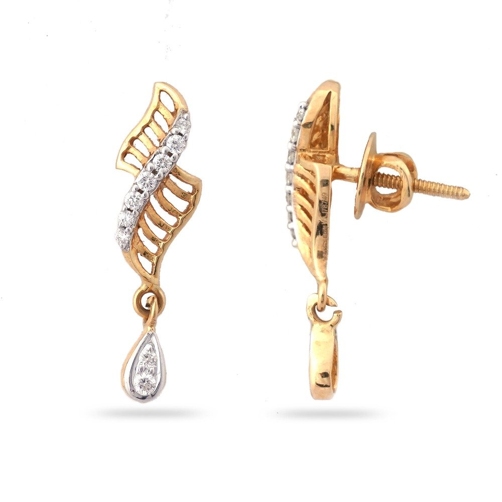 22KT Hallmark Gold Morden Design Diamond Earring 