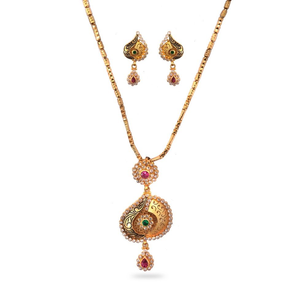 916 Gold Antique Design Pendant Set