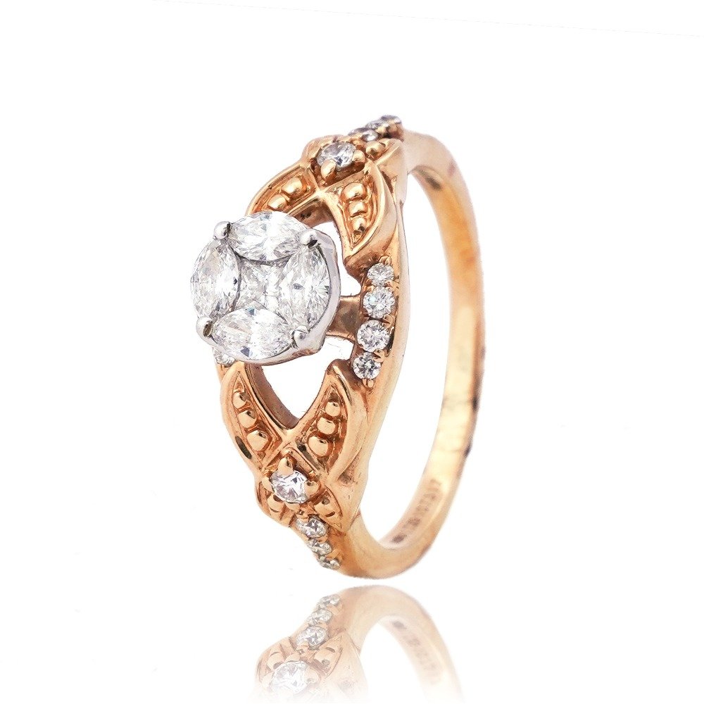 916 Gold Hallmark Light Weight Diamond Ring 